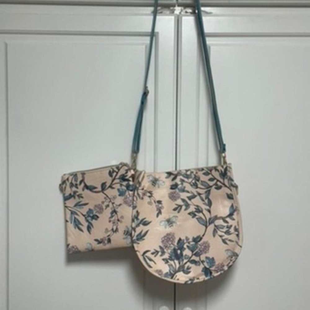 Ahdorned Womens Floral Bees Crossbody Bag Vegan Leather Adjustable Strap NEW